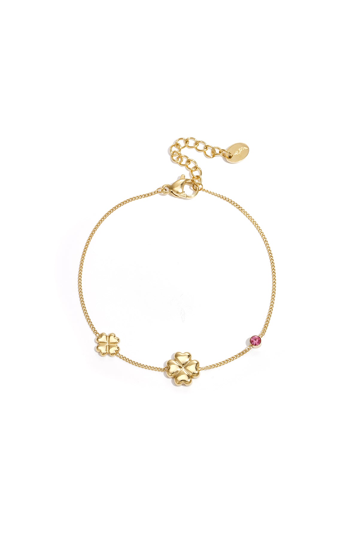 Armband mit Kleeblättern und farbigen Steinen