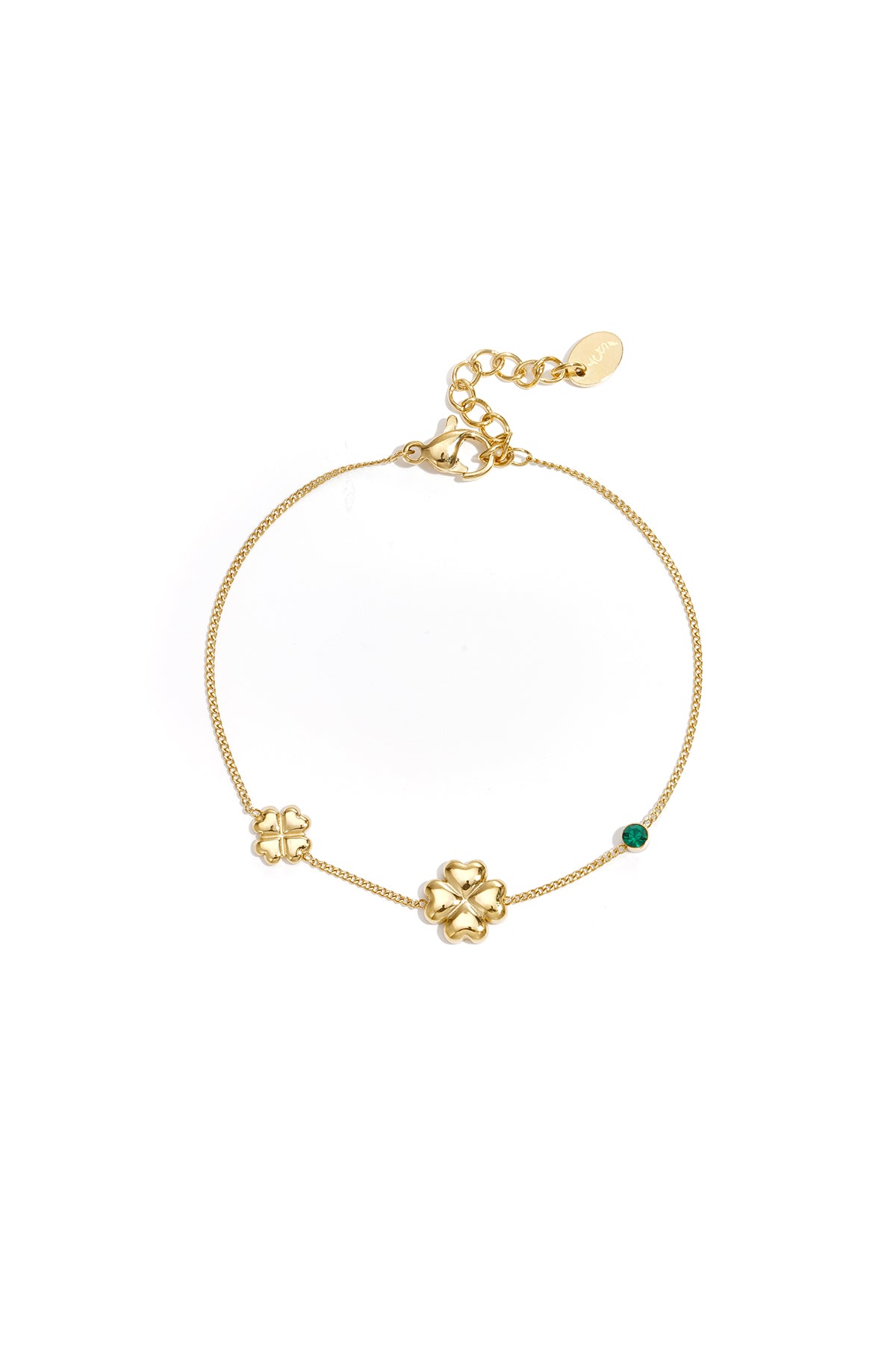 Armband mit Kleeblättern und farbigen Steinen