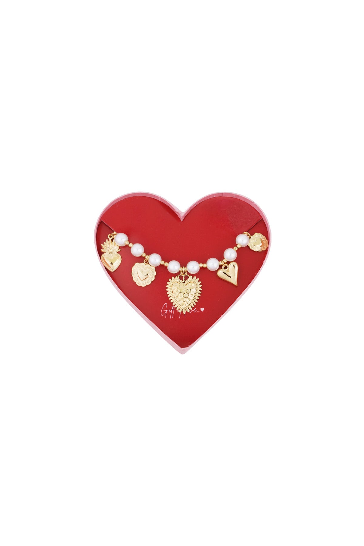 Geschenk der Liebe Armband mit Perlenherzen aus Edelstahl - Goldfarben