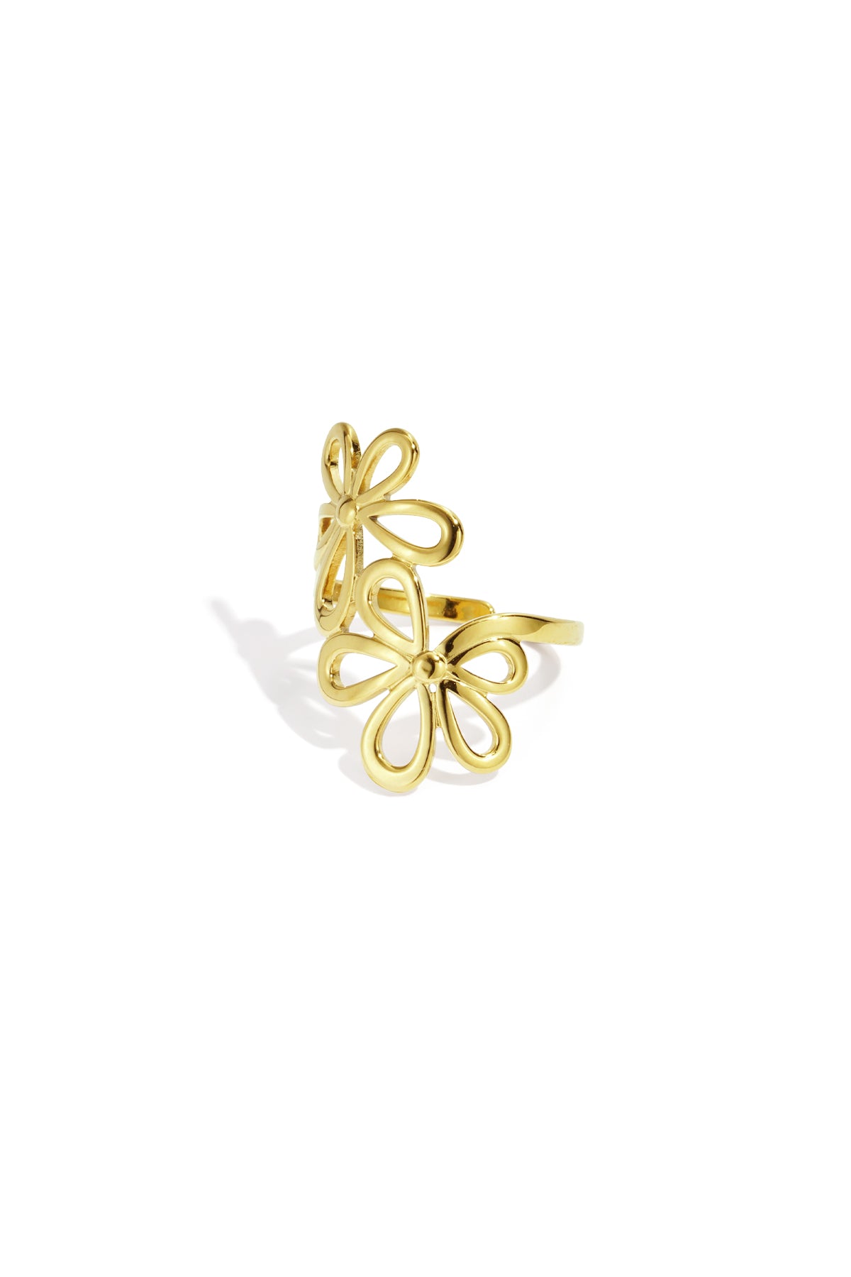 Edelstahl Statement Ringe Blume Casual Daily Simple Serie Damenschmuck
