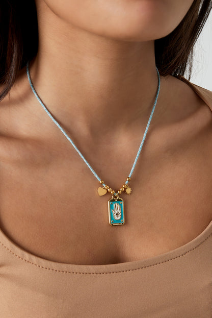 Halskette mit Eclipse-Charm - Farbe Blau-Gold