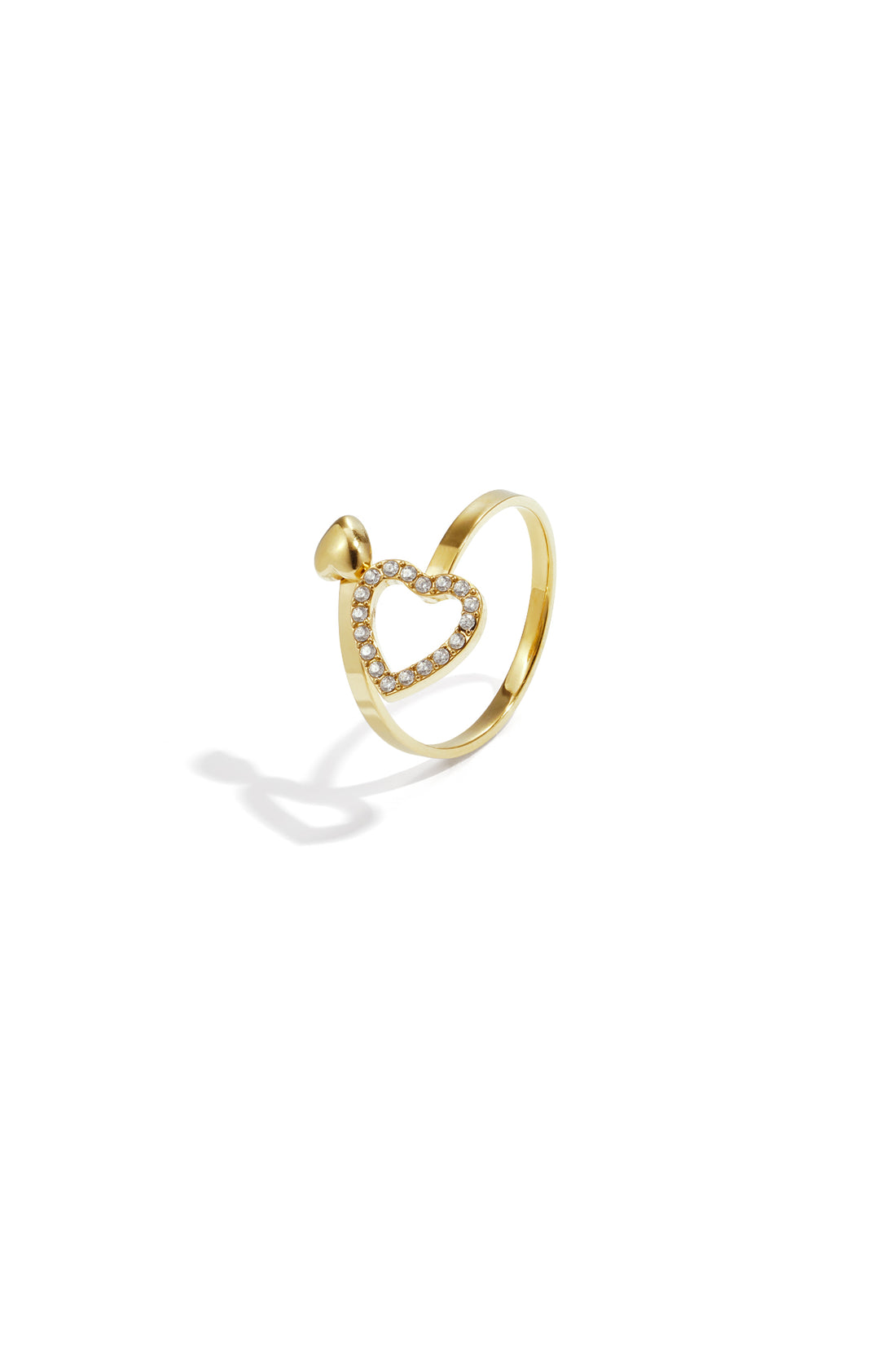 Verstellbarer Ring mit Herzen und Steinen