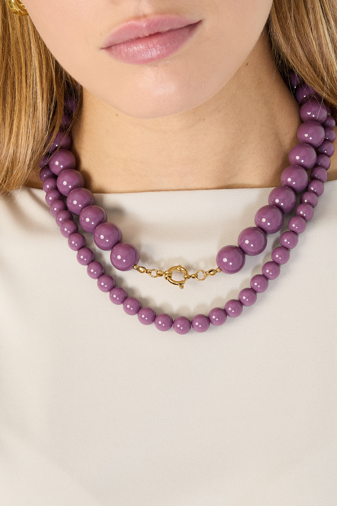 Halskette mit mittelgroßen Perlen-10mm