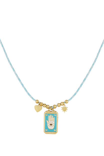 Halskette mit Eclipse-Charm - Farbe Blau-Gold