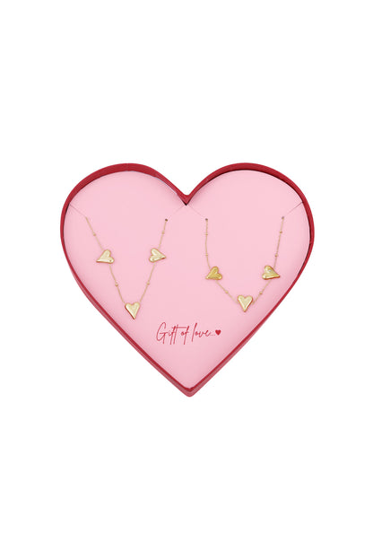 Geschenk der Liebe Halskette und Armband aus Edelstahl – Goldfarben