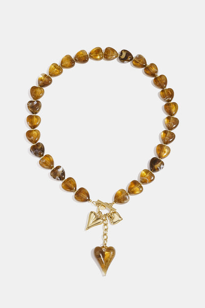 Herzförmige Halskette aus Edelstahlperlen, lässig-romantisch, Damenschmuck
