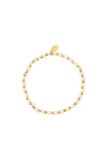 Armband Perlen Goldfarbe Edelstahl
