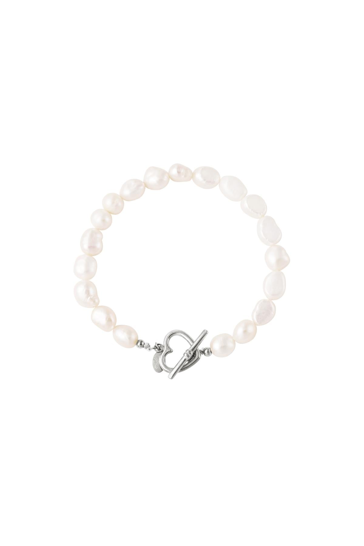 Armband Perle Herzverschluss Goldfarbe Edelstahl