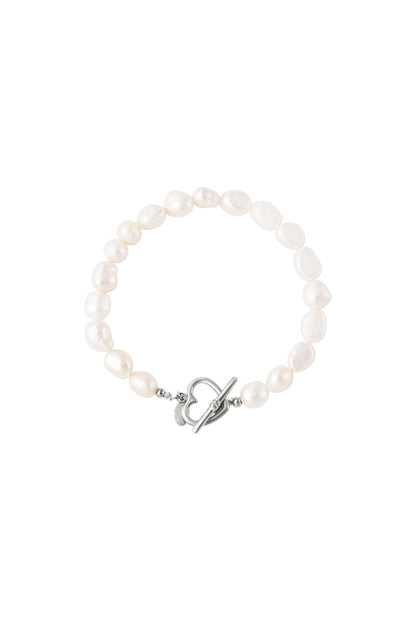 Armband Perle Herzverschluss Goldfarbe Edelstahl