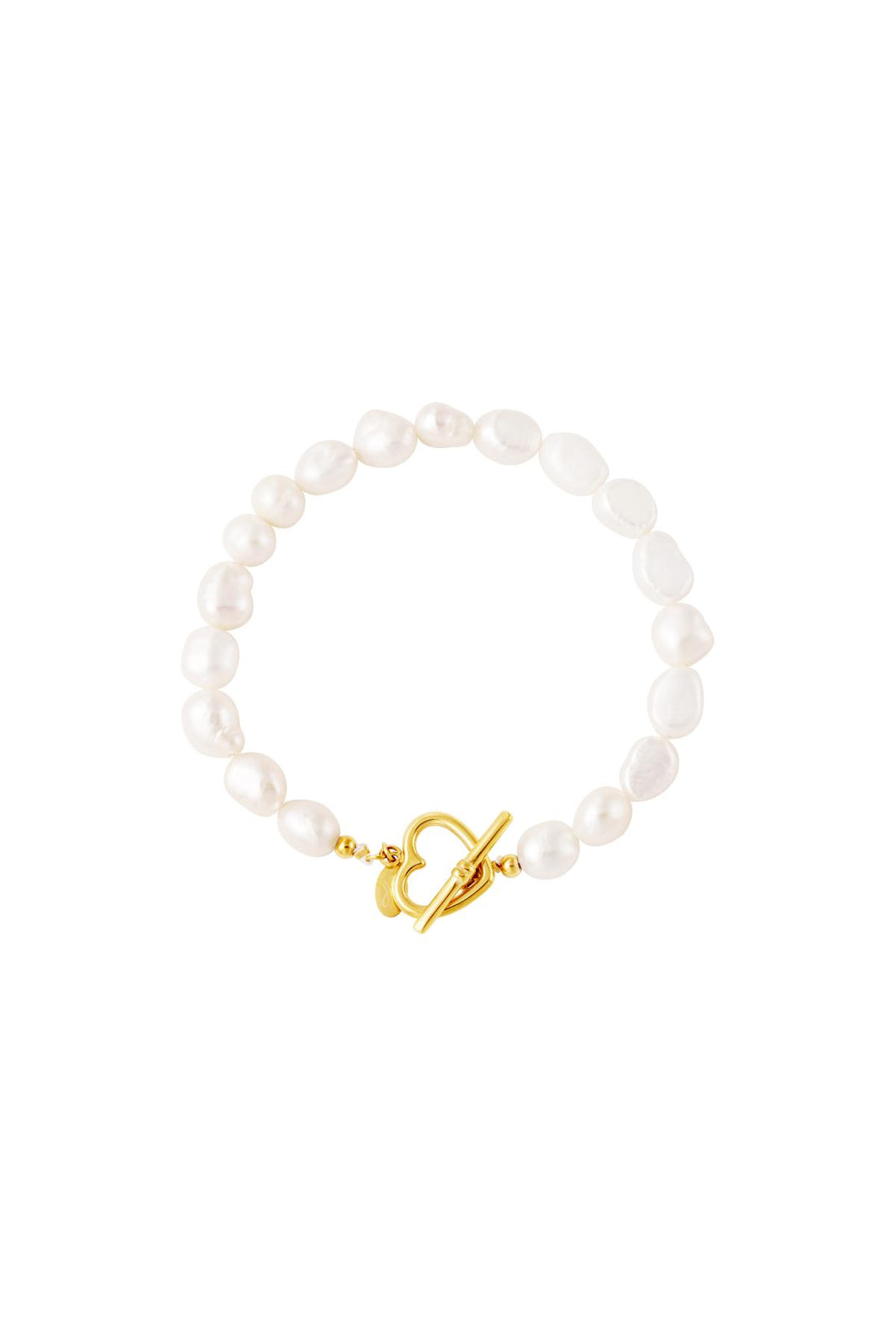 Armband Perle Herzverschluss Goldfarbe Edelstahl