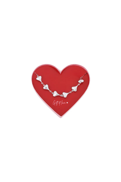Geschenk der Liebe Herzkettenarmband aus Edelstahl – Silberfarben