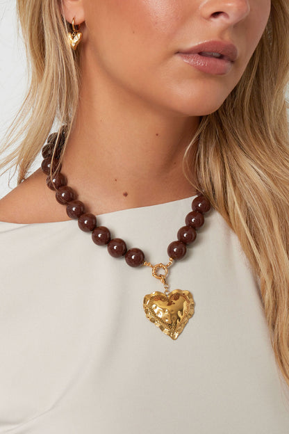 Halskette mit großen Perlen und Vorderverschluss-15mm