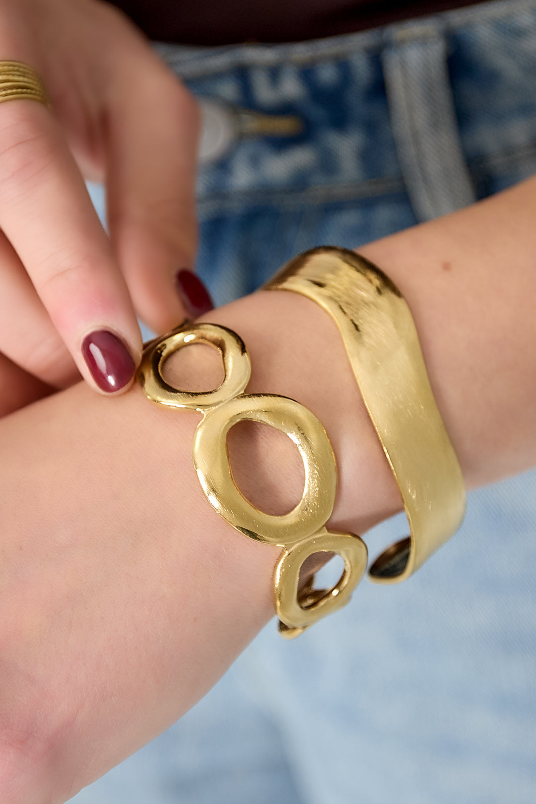 Edelstahl-Armreifen, rund, lässig, schlicht, Serie für Damenschmuck