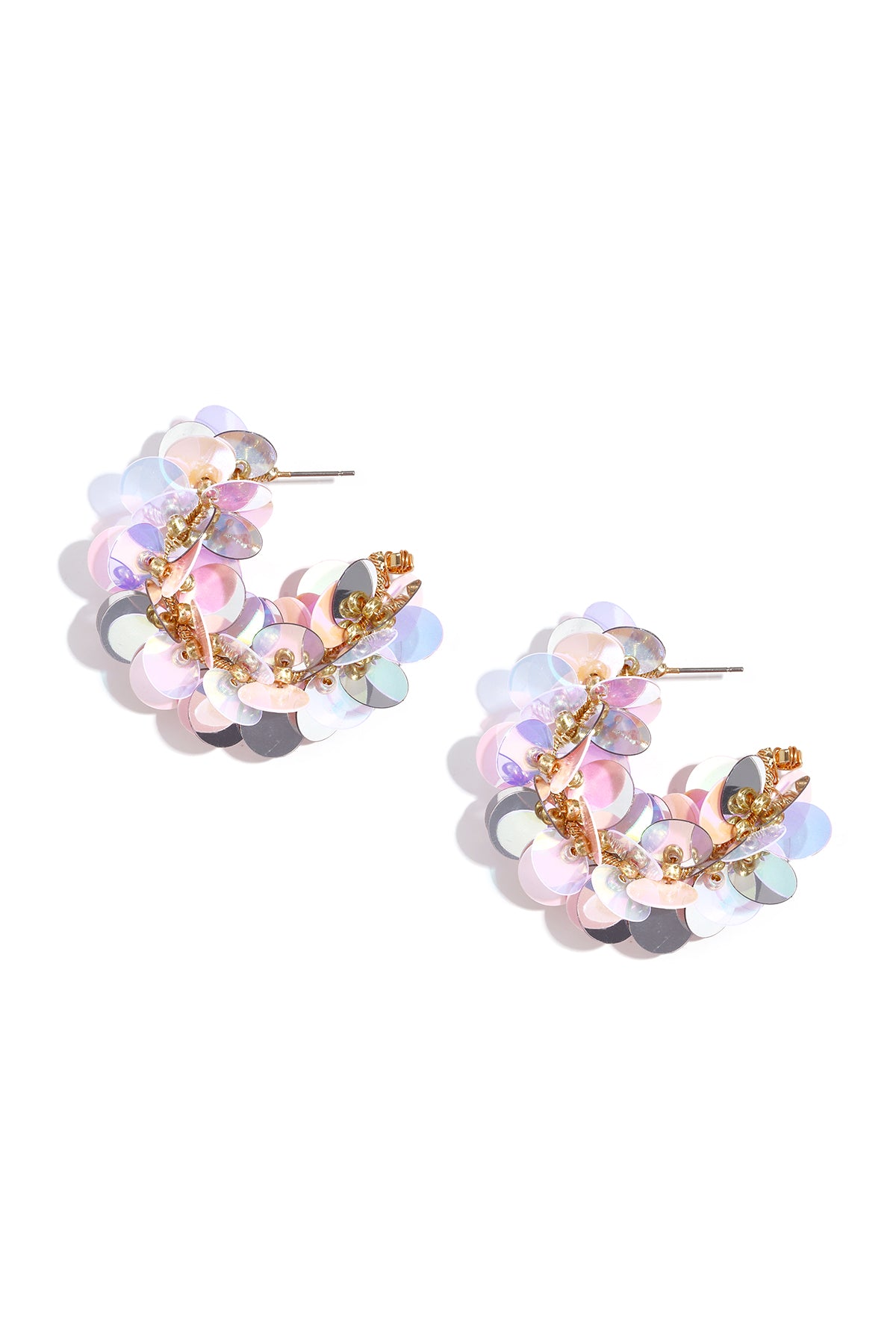 Creolen aus Pailletten und Perlen