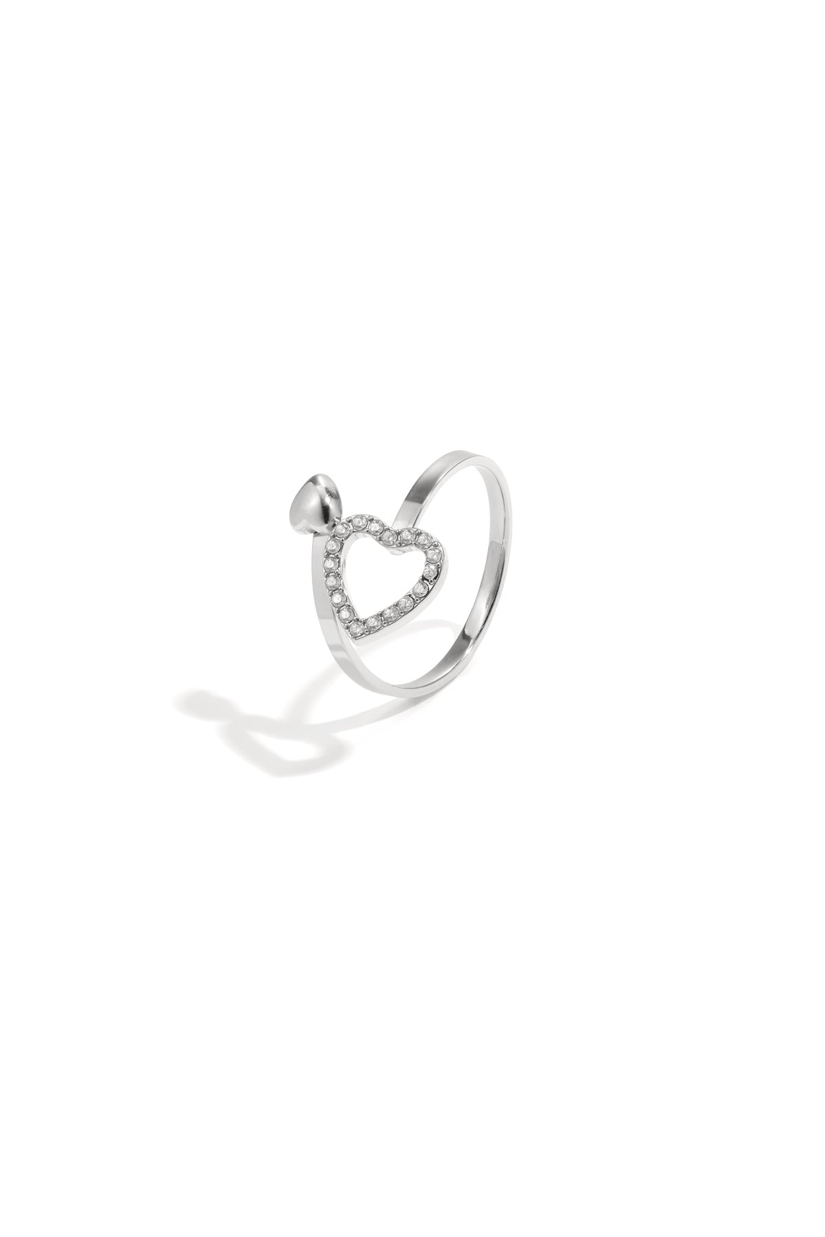 Verstellbarer Ring mit Herzen und Steinen