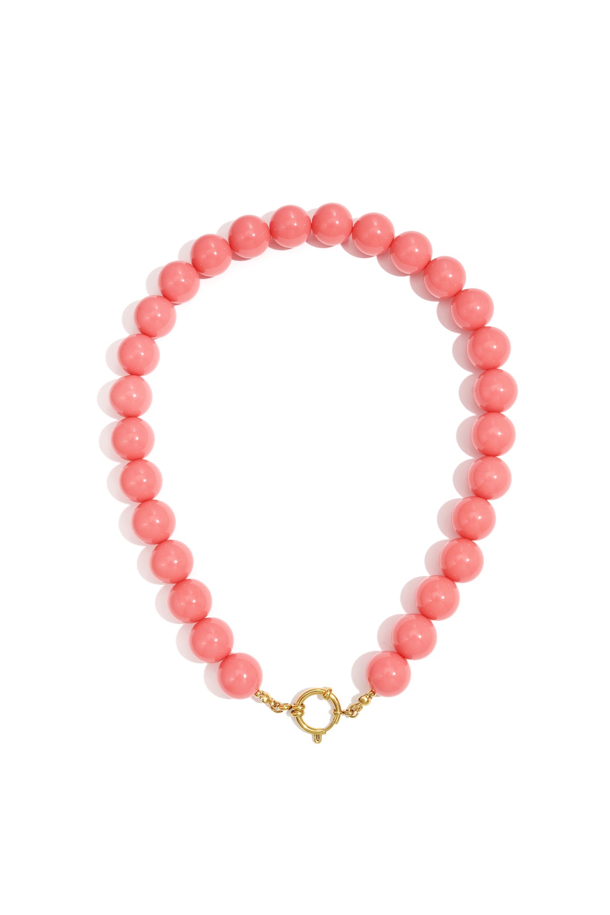 Halskette mit großen Perlen und Vorderverschluss-15mm