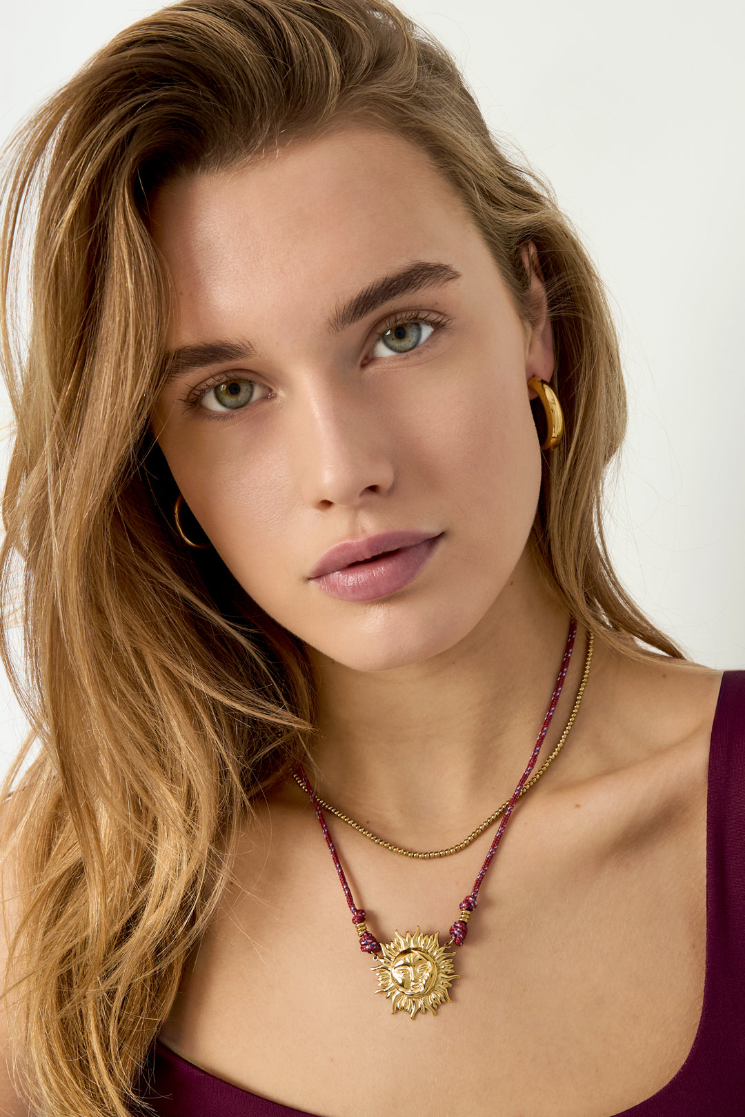 Edelstahl Anhänger Halsketten Sonne Casual Daily Simple Serie Damenschmuck