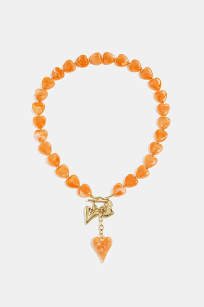 Herzförmige Halskette aus Edelstahlperlen, lässig-romantisch, Damenschmuck